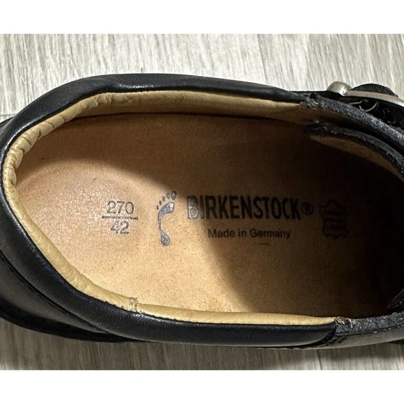 Birkenstock Black Slip-On Loafers with Silver Buckles - Picture 6 of 8